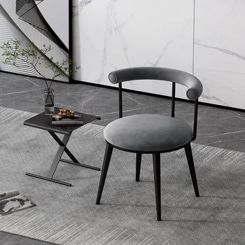 Модерни сиви трапезни столове С луксозна дизайнерска опора за гърба, Ергономични трапезни столове за почивка, Прозрачна сила, Сменяеми аксесоари за стая