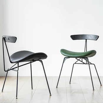Трапезария стол в скандинавски ретро-индустриален стил, проста апартамент, дизайнерски стол от ковано желязо, стол за преговори и отдих