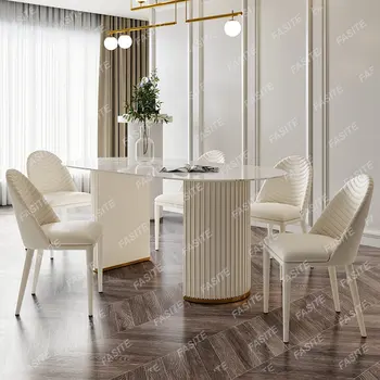 Луксозни маси за цялата стая, 6 стола, Кръгла кухня, Бели маси, Офис Mesas De Jantar, Библиотека мебели WW50DT