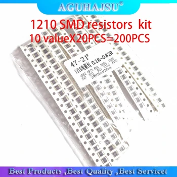 200ШТ 5% 1210 SMD резистори в асортимент, 10 valueX20PCS = 200ШТ 0R82 0R75 R68 R560 0R50 R47 R33 R22 R150 R100