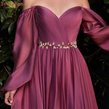 Сватбени колан TOPQUEEN с перли, златни листа, Сватбен колан-кушак за жените, Аксесоари, Цветен колан за вечерна рокля ръчно изработени SH110