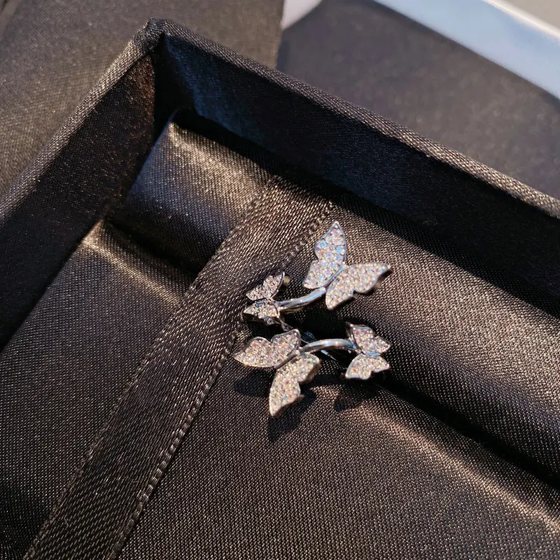Нови Бижута с пеперуди от сребро 925 проба, женски накити с кубическим цирконием, елегантни бижута сватба, луксозно пръстен, Обици, Колие с веригата